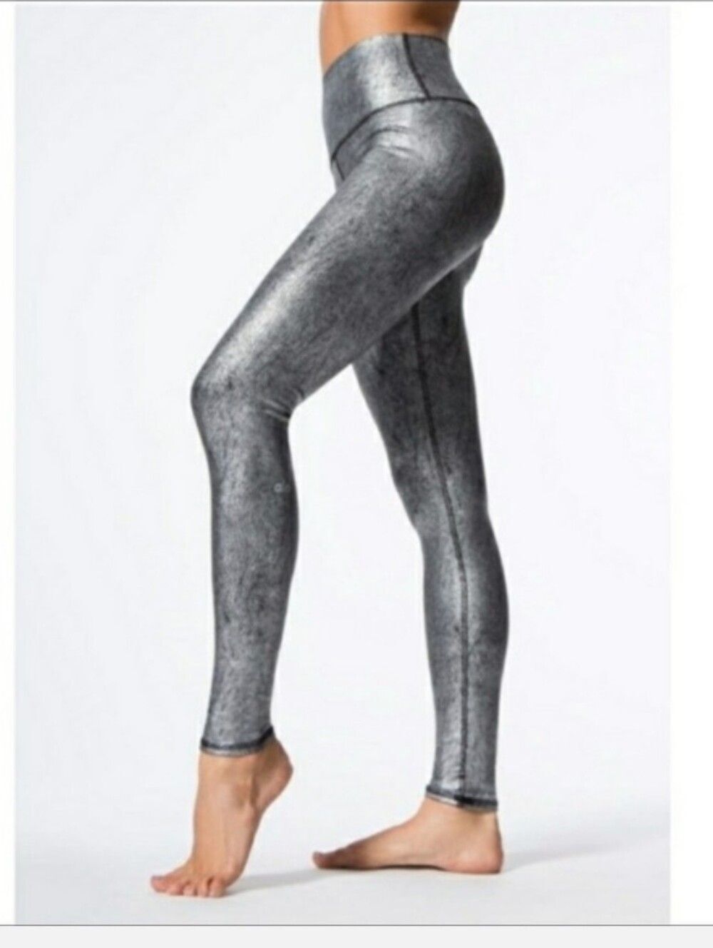 ALO Yoga Metallic Silver High-Waist Leggings